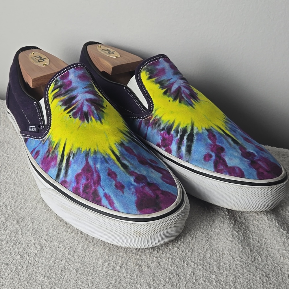 Vans Tie-Dye Slip-On Sneakers in Yellow, Blue & Purple